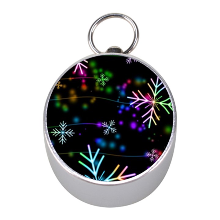 Snowflakes Snow Winter Christmas Mini Silver Compasses