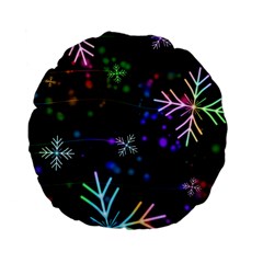 Snowflakes Snow Winter Christmas Standard 15  Premium Flano Round Cushions by Amaryn4rt