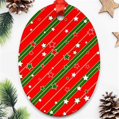 Christmas-paper-star-texture     - Oval Ornament (two Sides) by Amaryn4rt