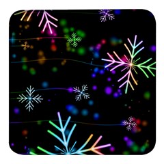 Snowflakes Snow Winter Christmas Square Glass Fridge Magnet (4 Pack) by Amaryn4rt