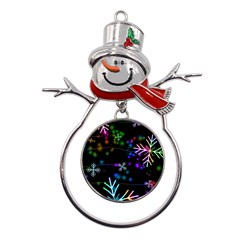 Snowflakes Snow Winter Christmas Metal Snowman Ornament by Amaryn4rt