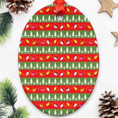 Christmas-papers-red-and-green Oval Ornament (two Sides) by Amaryn4rt