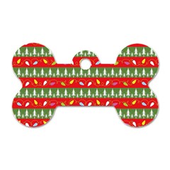 Christmas-papers-red-and-green Dog Tag Bone (one Side) by Amaryn4rt