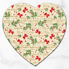 Christmas-paper-scrapbooking-- Jigsaw Puzzle (heart) by Amaryn4rt