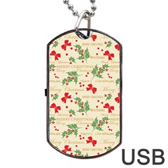 Christmas-paper-scrapbooking-- Dog Tag Usb Flash (one Side) by Amaryn4rt