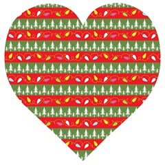 Christmas-papers-red-and-green Wooden Puzzle Heart by Amaryn4rt