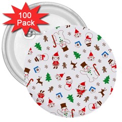 Christmas Shading Pattern 3  Buttons (100 Pack)  by Amaryn4rt