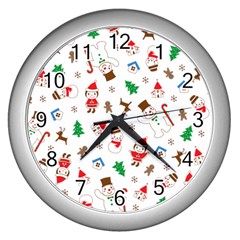 Christmas Shading Pattern Wall Clock (silver) by Amaryn4rt