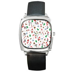 Christmas Shading Pattern Square Metal Watch by Amaryn4rt