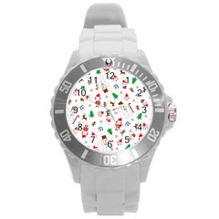 Christmas Shading Pattern Round Plastic Sport Watch (l) by Amaryn4rt