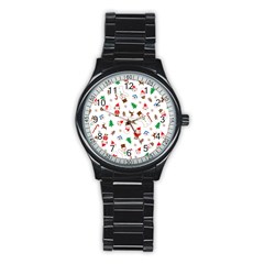 Christmas Shading Pattern Stainless Steel Round Watch by Amaryn4rt