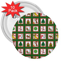 Christmas-paper-christmas-pattern 3  Buttons (10 Pack)  by Amaryn4rt