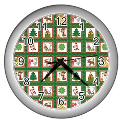 Christmas-paper-christmas-pattern Wall Clock (silver) by Amaryn4rt