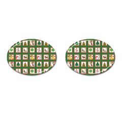 Christmas-paper-christmas-pattern Cufflinks (oval) by Amaryn4rt