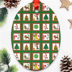 Christmas-paper-christmas-pattern Oval Ornament (two Sides) by Amaryn4rt