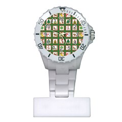 Christmas-paper-christmas-pattern Plastic Nurses Watch by Amaryn4rt