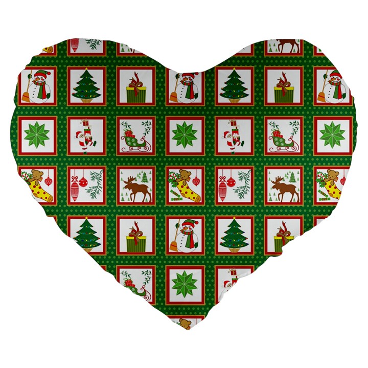 Christmas-paper-christmas-pattern Large 19  Premium Flano Heart Shape Cushions