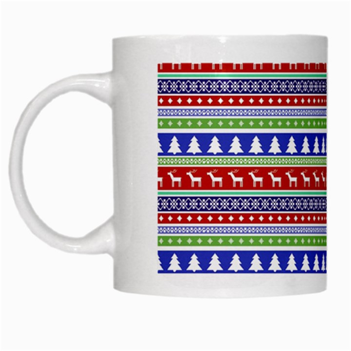 Christmas-color-stripes Pattern White Mug