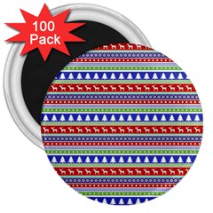 Christmas-color-stripes Pattern 3  Magnets (100 Pack) by Amaryn4rt