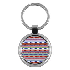 Christmas-color-stripes Pattern Key Chain (round) by Amaryn4rt