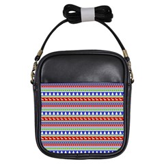 Christmas-color-stripes Pattern Girls Sling Bag by Amaryn4rt