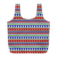 Christmas-color-stripes Pattern Full Print Recycle Bag (l) by Amaryn4rt