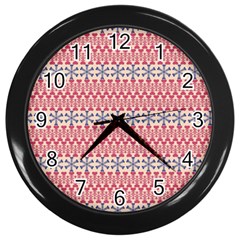 Christmas-pattern-background-green-decorative-star-snow Wall Clock (black) by Amaryn4rt