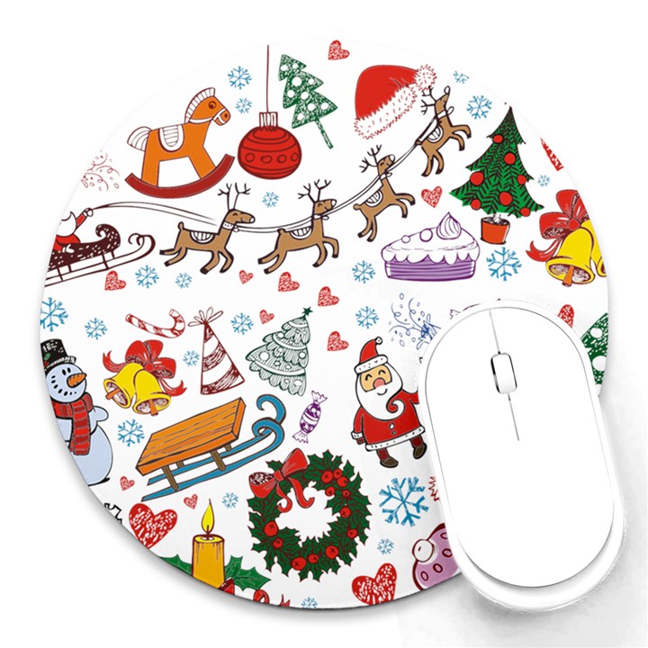 Christmas Theme Decor Illustration Pattern Round Mousepad