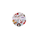 Christmas Theme Decor Illustration Pattern 1  Mini Buttons Front