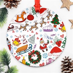 Christmas Theme Decor Illustration Pattern Ornament (Round)