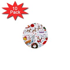 Christmas Theme Decor Illustration Pattern 1  Mini Buttons (10 pack) 