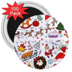 Christmas Theme Decor Illustration Pattern 3  Magnets (100 Pack) by Amaryn4rt