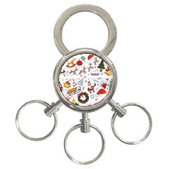 Christmas Theme Decor Illustration Pattern 3-ring Key Chain by Amaryn4rt