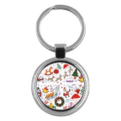 Christmas Theme Decor Illustration Pattern Key Chain (round) by Amaryn4rt