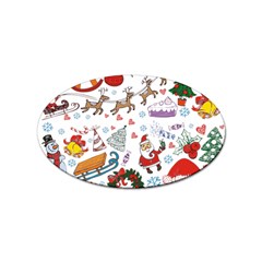 Christmas Theme Decor Illustration Pattern Sticker Oval (100 Pack) by Amaryn4rt