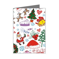 Christmas Theme Decor Illustration Pattern Mini Greeting Card by Amaryn4rt