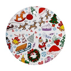 Christmas Theme Decor Illustration Pattern Round Ornament (two Sides) by Amaryn4rt