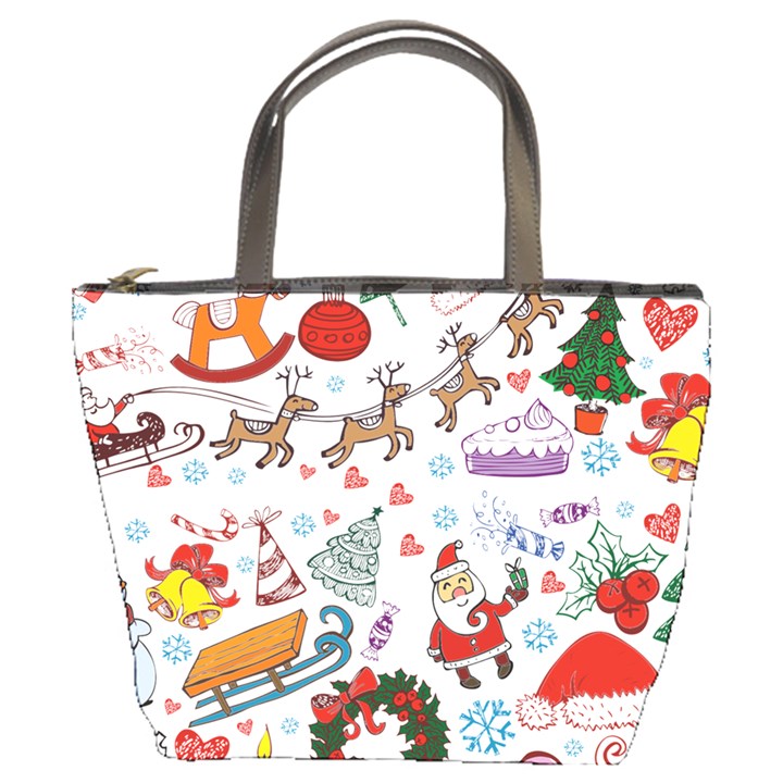 Christmas Theme Decor Illustration Pattern Bucket Bag