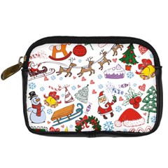 Christmas Theme Decor Illustration Pattern Digital Camera Leather Case by Amaryn4rt