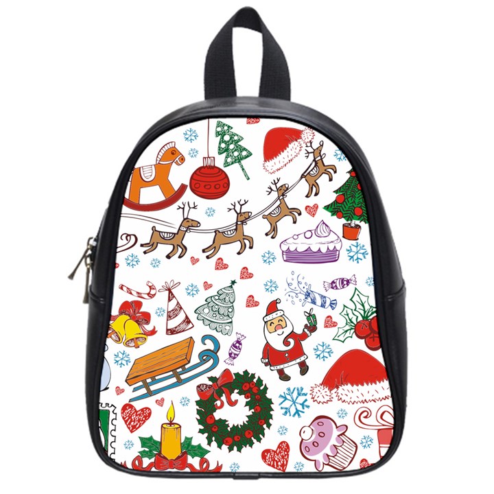 Christmas Theme Decor Illustration Pattern School Bag (Small)