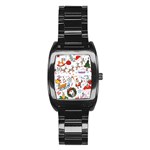 Christmas Theme Decor Illustration Pattern Stainless Steel Barrel Watch Front