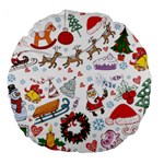 Christmas Theme Decor Illustration Pattern Large 18  Premium Flano Round Cushions Front