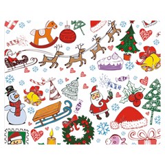 Christmas Theme Decor Illustration Pattern Two Sides Premium Plush Fleece Blanket (Medium)