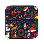 Christmas Theme Decor Illustration Pattern Square Metal Box (Black) Front