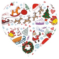 Christmas Theme Decor Illustration Pattern Wooden Puzzle Heart