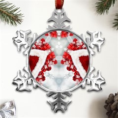 Christmas-background-tile-gifts Metal Small Snowflake Ornament by Amaryn4rt