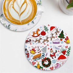 Christmas Theme Decor Illustration Pattern Uv Print Round Tile Coaster by Amaryn4rt