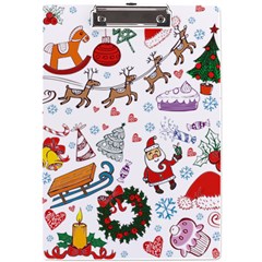 Christmas Theme Decor Illustration Pattern A4 Acrylic Clipboard by Amaryn4rt