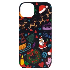 Christmas Theme Decor Illustration Pattern Iphone 14 Plus Black Uv Print Case