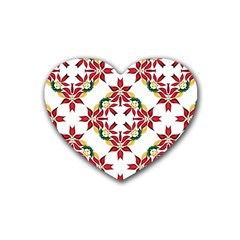 Christmas-wallpaper-background Rubber Heart Coaster (4 Pack) by Amaryn4rt